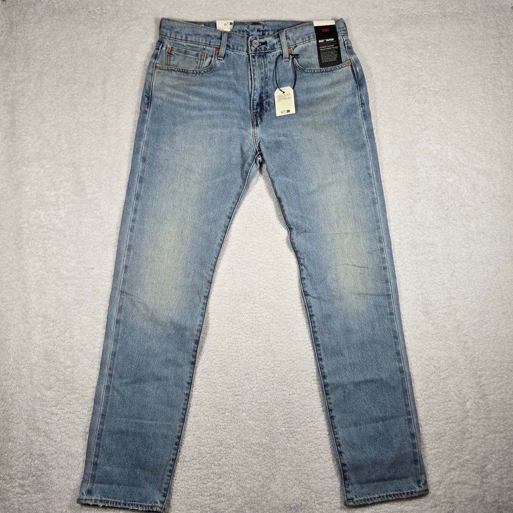 Levis 502 Taper Selvedge Denim Jeans Mens 33x34 Light Wash Cotton Hemp - Picture 2 of 9